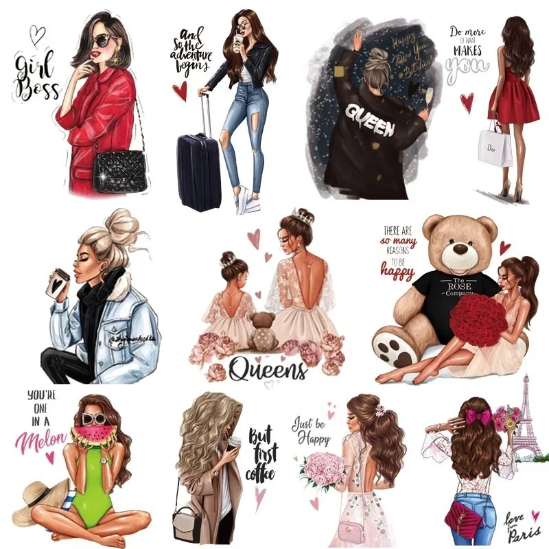 Thermo Transfer Parent-child pattern Sticker On Clothes Vogue Girl Iron On Patches For Clothing DIY T-shirt Clothes Sticker
Thermo Transfer Parent-child pattern Sticker On Clothes Vogue Girl Iron On Patches For Clothing DIY T-shirt Clothes Sticker