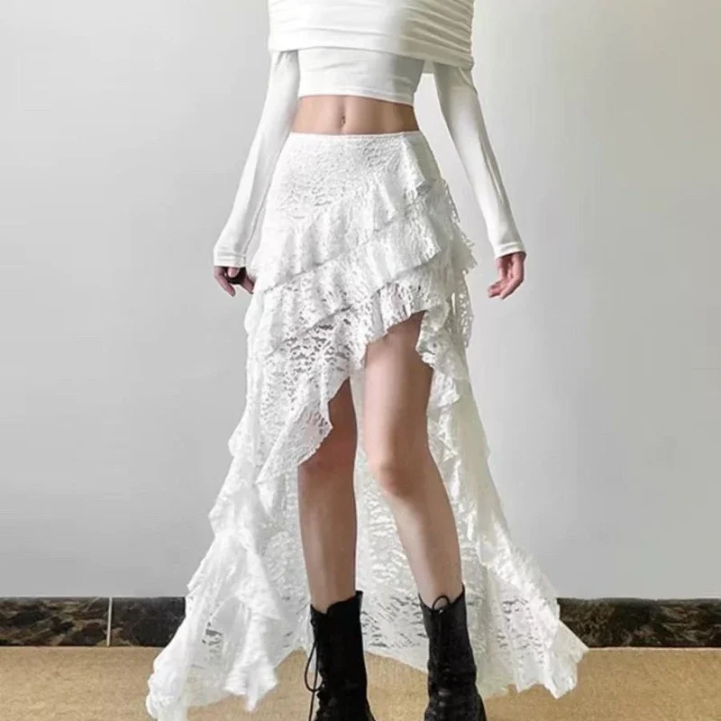 Sexy High Waist Lace Ruffles Skirts Women 2025 Spring Irregular Y2k Skirts Women Fashion Black Patchwork Party Clubwear Gothic
Sexy High Waist Lace Ruffles Skirts Women 2025 Spring Irregular Y2k Skirts Women Fashion Black Patchwork Party Clubwear Gothic