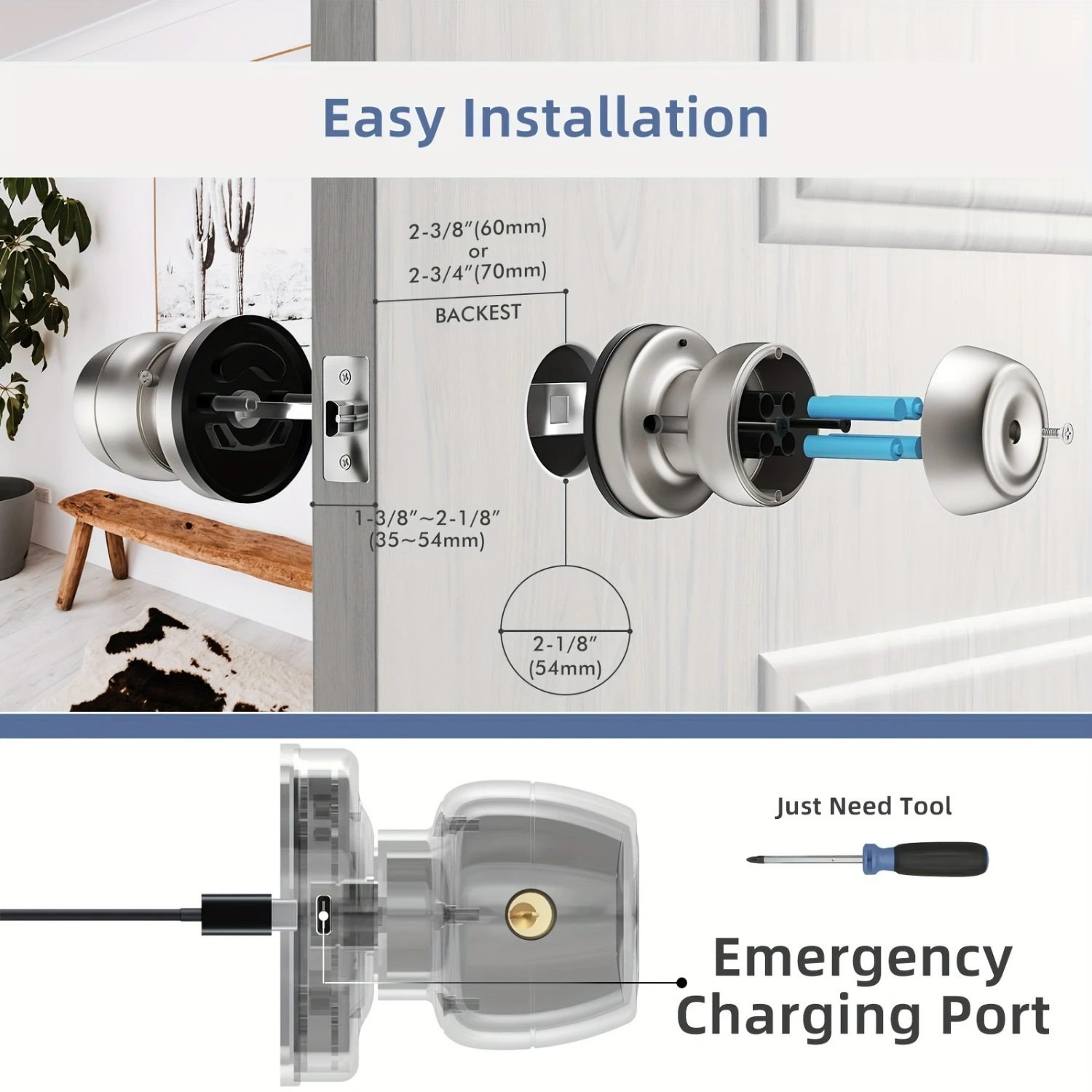 Enhanced Secure and Stylish CS08T SmartKey Touch Entry Door Knob with Advanced Fingerprint Access - Effortless Remote Smartphone
Enhanced Secure and Stylish CS08T SmartKey Touch Entry Door Knob with Advanced Fingerprint Access - Effortless Remote Smartphone