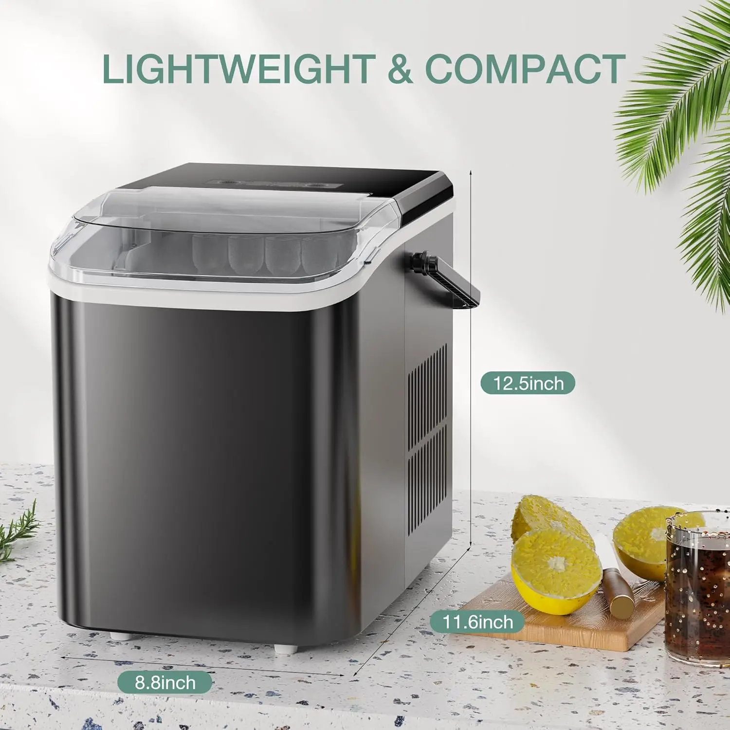 Countertop Ice Maker, 9 Cubes in 6 Mins, 26lbs in 24Hrs, 2 Sizes of Bullet Ice, Auto-Cleaning, Party and Camping (Black)
Countertop Ice Maker, 9 Cubes in 6 Mins, 26lbs in 24Hrs, 2 Sizes of Bullet Ice, Auto-Cleaning, Party and Camping (Black)