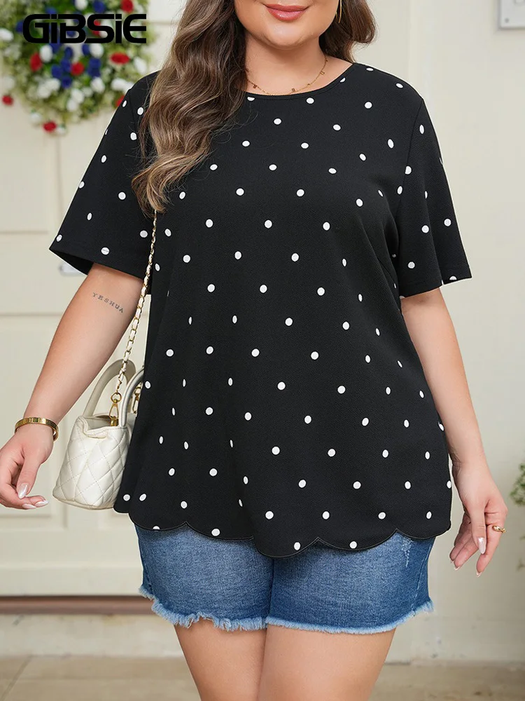 GIBSIE Plus Size Polka Dot O-Neck Scallop Hem T Shirt Women 2026 Summer New Sweet Casual Short Sleeve All-match Tee Tops Female
GIBSIE Plus Size Polka Dot O-Neck Scallop Hem T Shirt Women 2026 Summer New Sweet Casual Short Sleeve All-match Tee Tops Female
