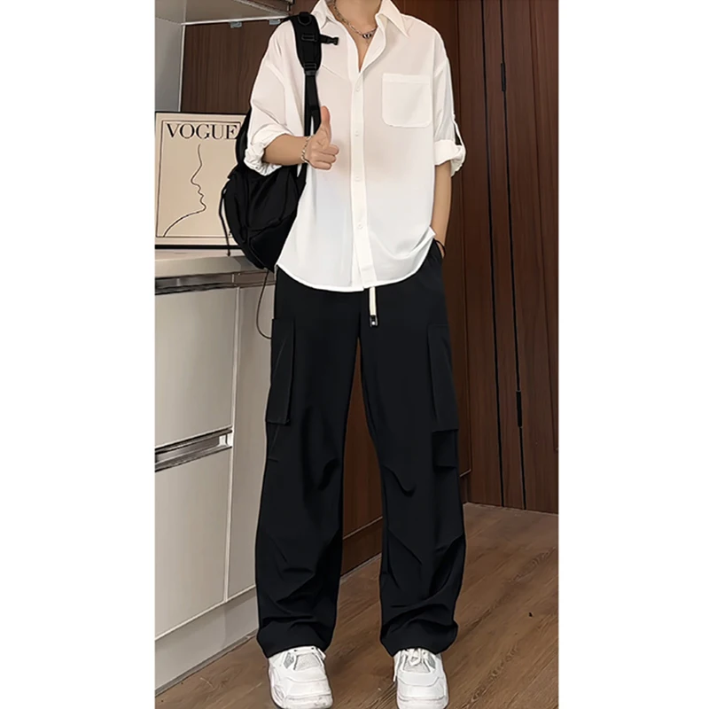 White Ice Silk Men's irt Summer Thin Drapey f Sve Cleanfit irt Loose Fit Youthful Sle ort Sve arp Look
White Ice Silk Men's irt Summer Thin Drapey f Sve Cleanfit irt Loose Fit Youthful Sle ort Sve arp Look
