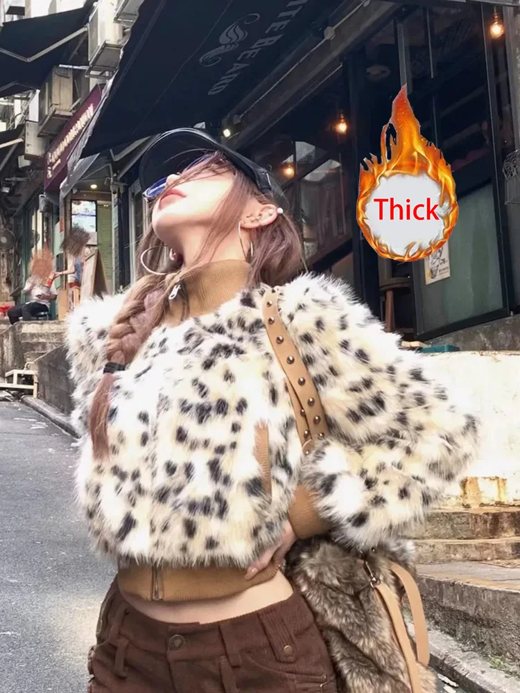 Y2K Leopard Faux Fur Coat Women Sexy Cropped Slim Streetwear Vintage Jacket American Stand Collar Zipper Harajuku Outwear Tops
Y2K Leopard Faux Fur Coat Women Sexy Cropped Slim Streetwear Vintage Jacket American Stand Collar Zipper Harajuku Outwear Tops