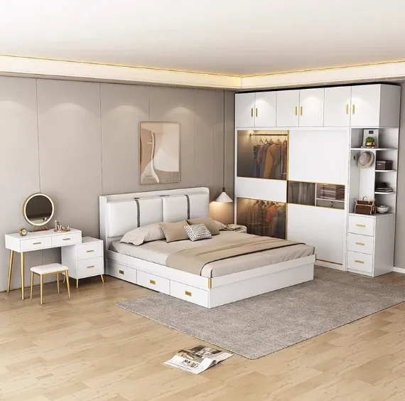 #Solid Wood Bedroom Furniture Set Convertible Bed & Reclining Dresser With Wardrobe For Home Apartment Or Hotel Use
#Solid Wood Bedroom Furniture Set Convertible Bed & Reclining Dresser With Wardrobe For Home Apartment Or Hotel Use
