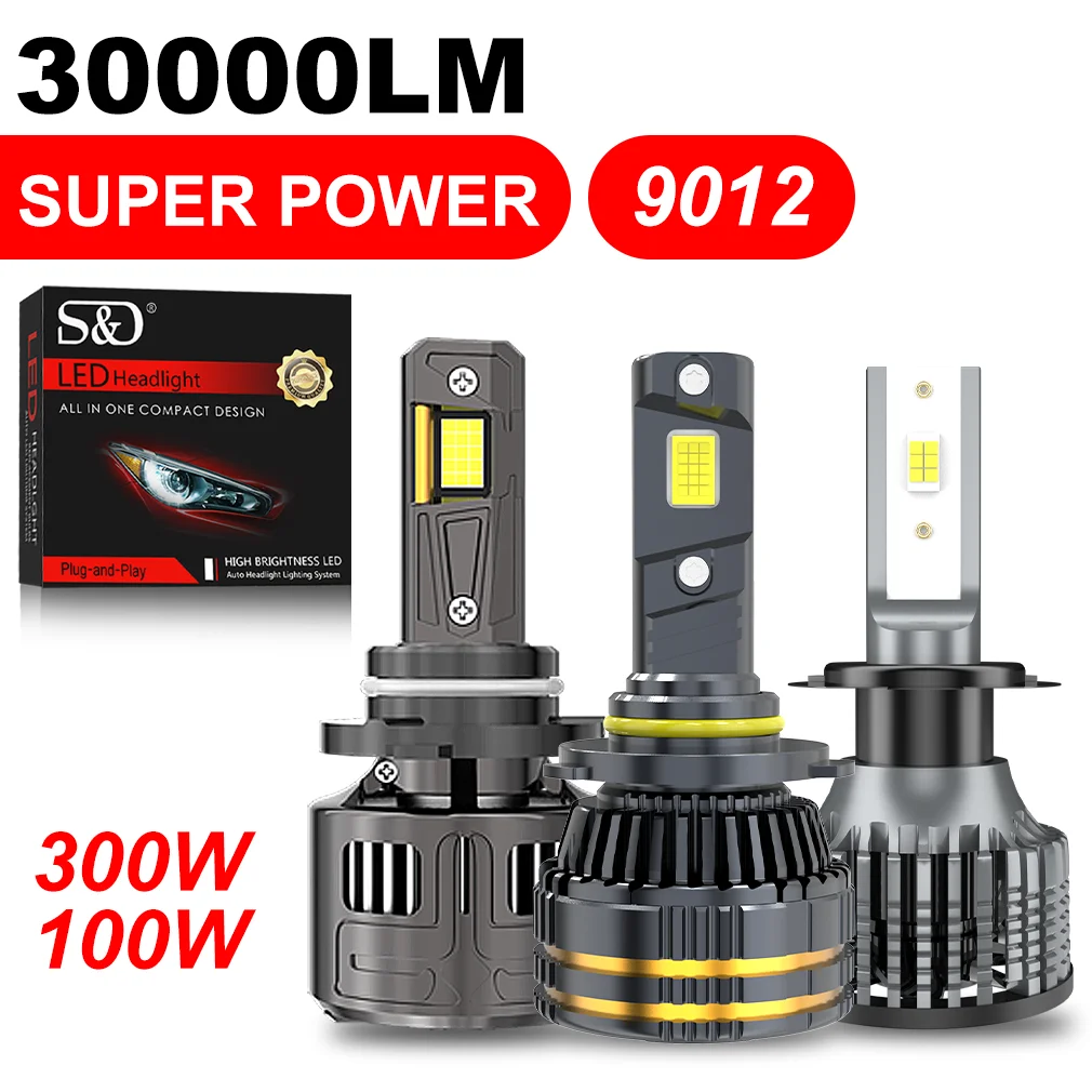 S&D 30000LM 9012 HIR2 LED Headlight Bulb 100W/300W Canbus Car Headlamp with Turbo Fans Super Bright Auto Diode Lamps 6000K White
S&D 30000LM 9012 HIR2 LED Headlight Bulb 100W/300W Canbus Car Headlamp with Turbo Fans Super Bright Auto Diode Lamps 6000K White