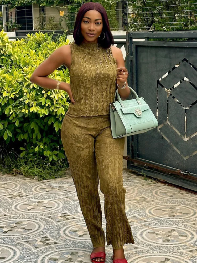 Women's Solid Color O-Neck Sleeveless Waist+ Wide Leg Pant 2 Piece Set Summer Outfits Ladies Top High Waist Fashion Pants Suit
Women's Solid Color O-Neck Sleeveless Waist+ Wide Leg Pant 2 Piece Set Summer Outfits Ladies Top High Waist Fashion Pants Suit