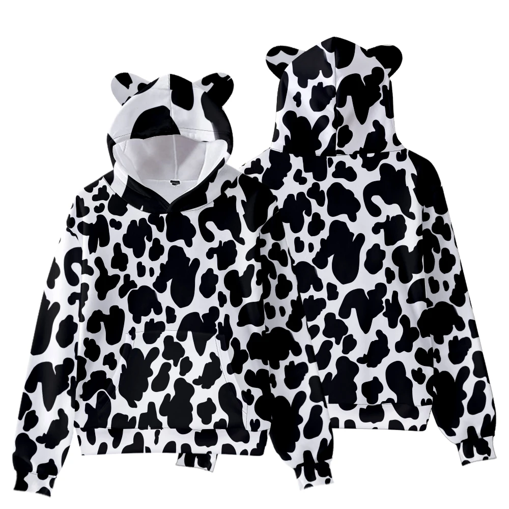 Women's Cow Print Hoodie with Bear Ears Autumn Winter Cute Sweatshirt Casual Loose Pullover Family Matching Tops
Women's Cow Print Hoodie with Bear Ears Autumn Winter Cute Sweatshirt Casual Loose Pullover Family Matching Tops