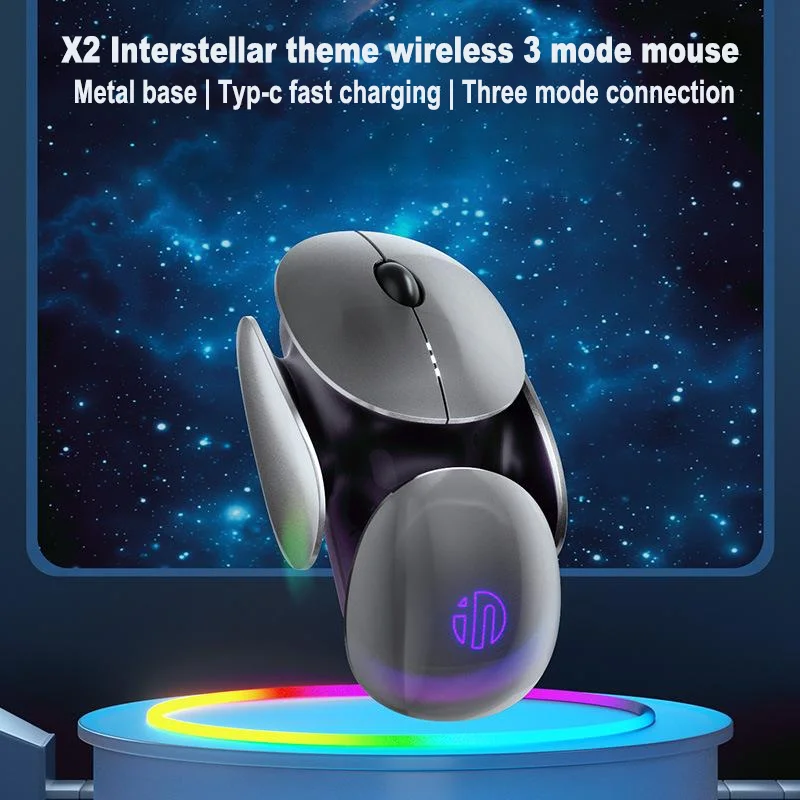 X2 Spacecraft Wireless Tri-Mode Mouse 2.4G/Bluetooth4.0/5.0 RGB Lamp effect Power display rechargeable Mute Gaming Mouse For PC
X2 Spacecraft Wireless Tri-Mode Mouse 2.4G/Bluetooth4.0/5.0 RGB Lamp effect Power display rechargeable Mute Gaming Mouse For PC