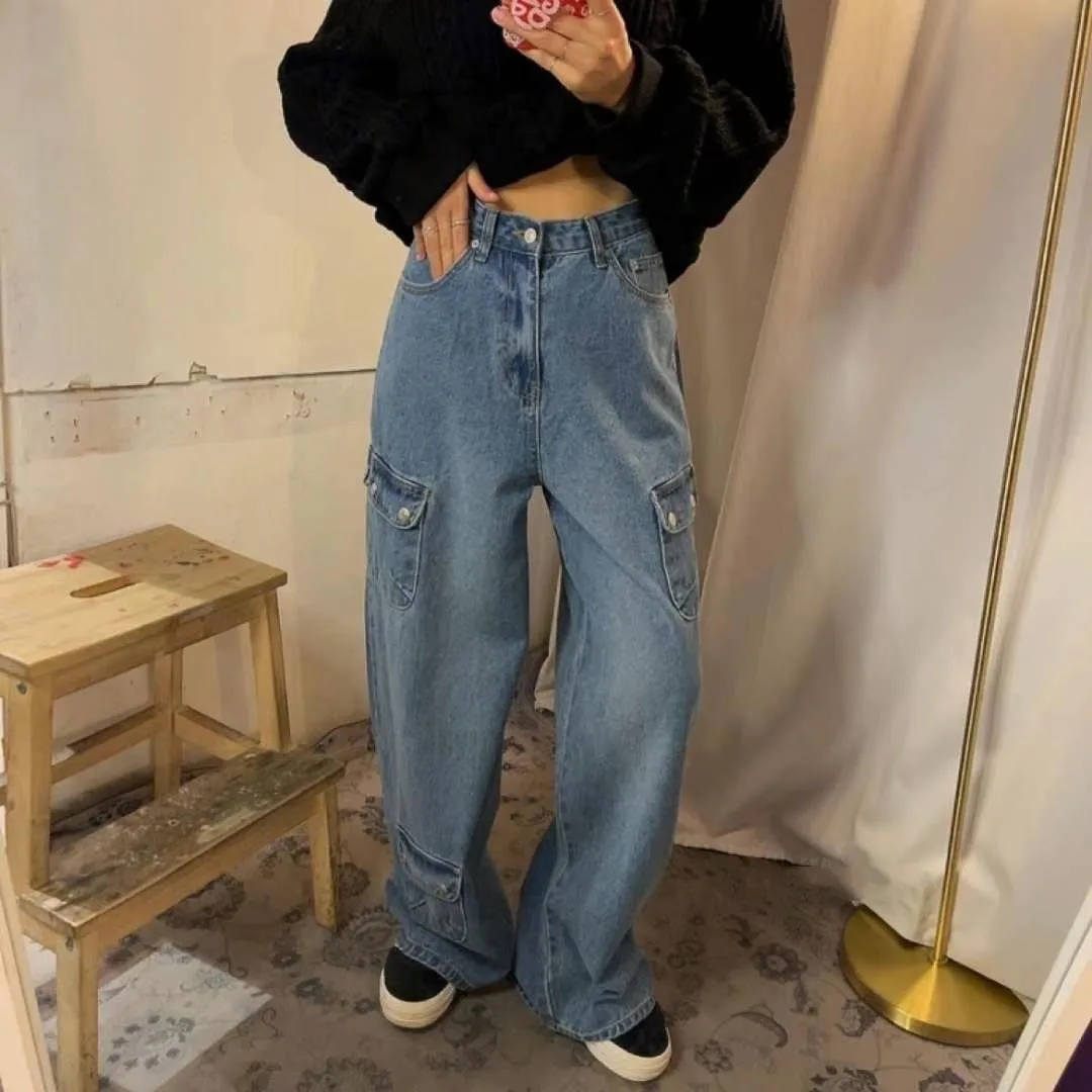 High Waist Straight Leg Jeans Women's Korean Sle Chic American Retro ket Workwear Casual Long Trousers
High Waist Straight Leg Jeans Women's Korean Sle Chic American Retro ket Workwear Casual Long Trousers