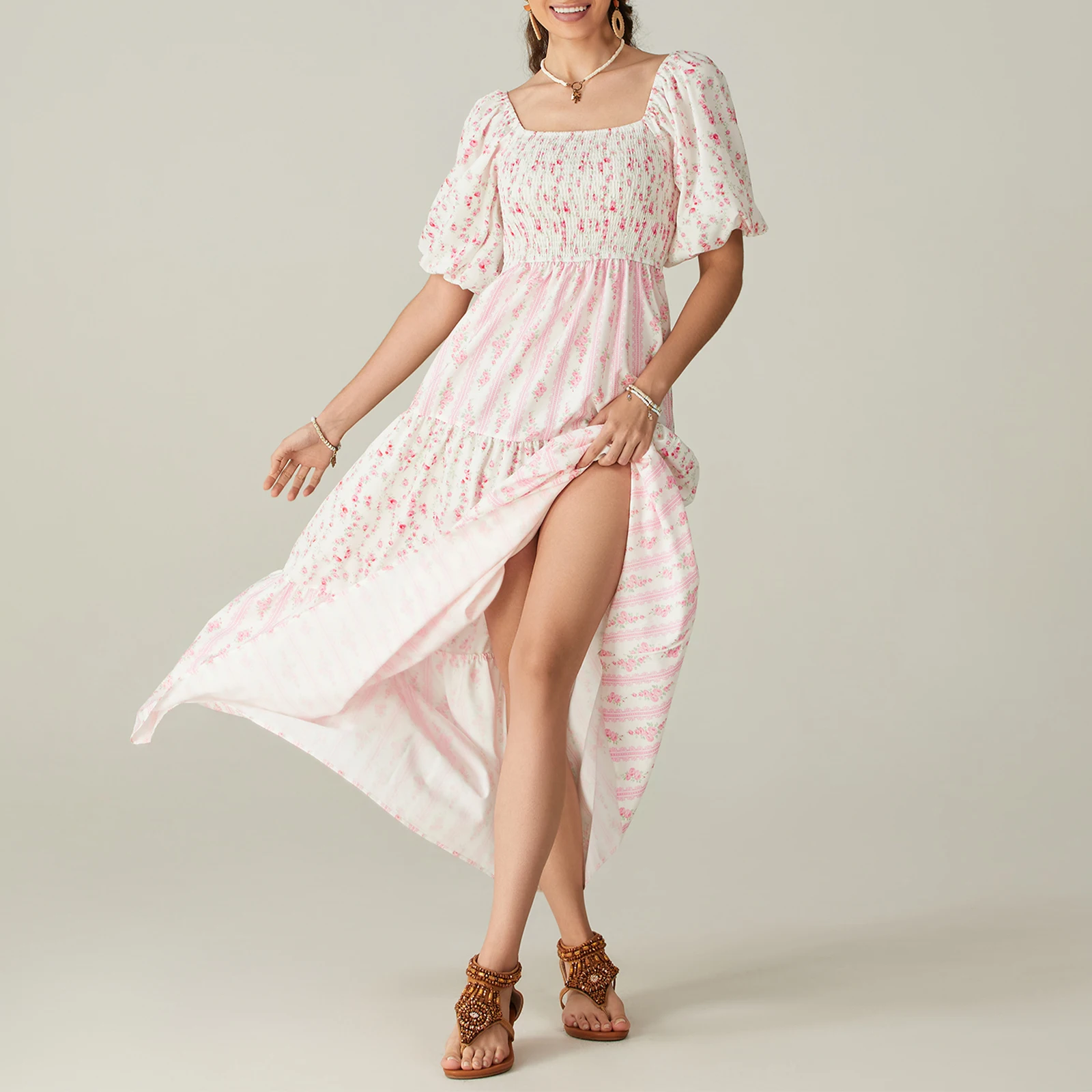 Women Floral Print Square Neck Short Sleeve Long Dress Fashion Casual Summer Bohemian Holiday Beach Dresses
Women Floral Print Square Neck Short Sleeve Long Dress Fashion Casual Summer Bohemian Holiday Beach Dresses