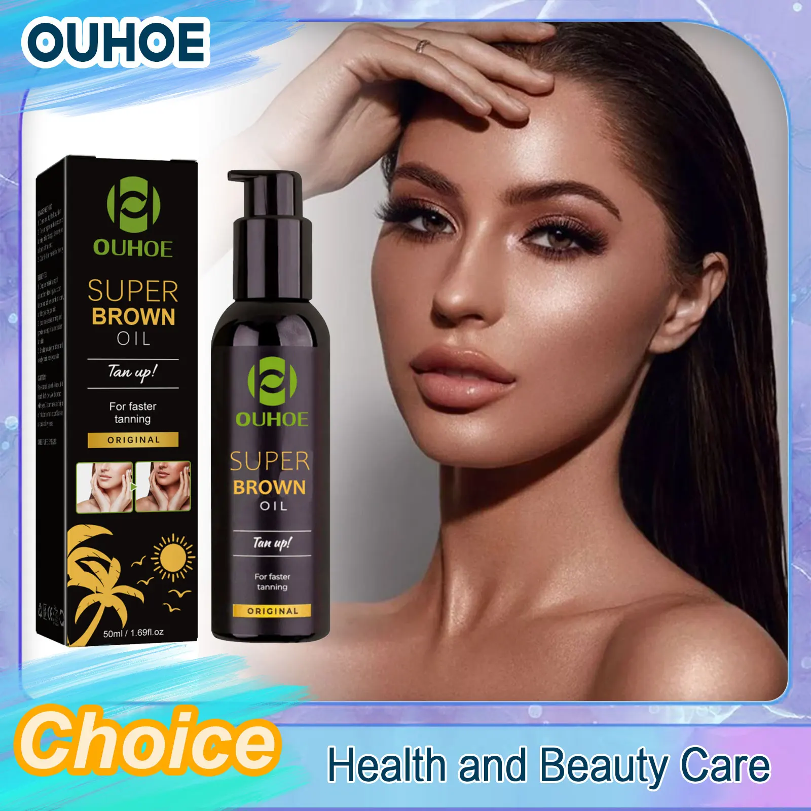 Brown Tanning Oil Sunless Self Tanning Body Bronzer Summer Beach Sexy Solarium Powerful Natural Tanning Boosting Oil 50ml
Brown Tanning Oil Sunless Self Tanning Body Bronzer Summer Beach Sexy Solarium Powerful Natural Tanning Boosting Oil 50ml