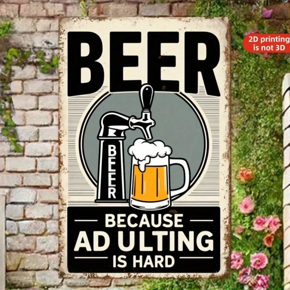 Vintage Metal Wall Sign: 2D Retro Beer Decor For Man Cave, Bar & Kitchen - Perfect Art Deco Style Home Gift for Valentine's & Ra
Vintage Metal Wall Sign: 2D Retro Beer Decor For Man Cave, Bar & Kitchen - Perfect Art Deco Style Home Gift for Valentine's & Ra