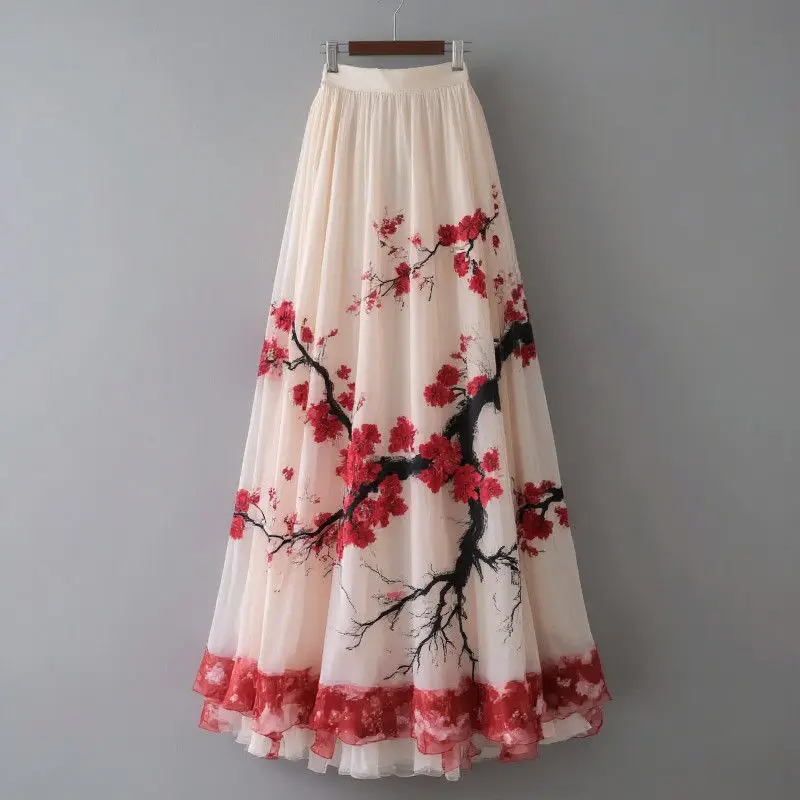 2025 Autumn New Chinese Style Printing Chiffon High Waist Pleated Skirt Ladies Fashionable Pleated Elastic Waist A-line Skirt
2025 Autumn New Chinese Style Printing Chiffon High Waist Pleated Skirt Ladies Fashionable Pleated Elastic Waist A-line Skirt