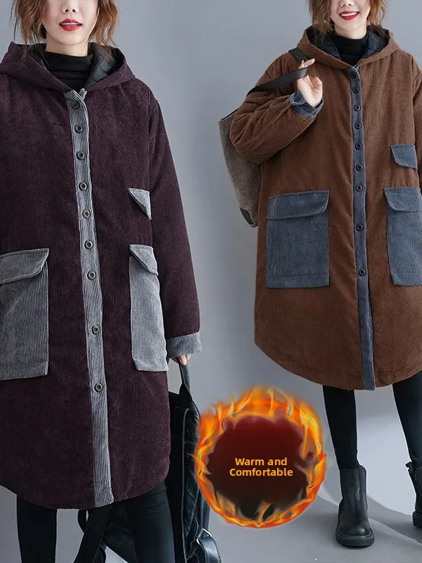 Thiened Corduroy Jaet with Large kets Hooded Cotton Coat for Women Autumn Winter New Sle Loose plus Size Mid-Length ...
Thiened Corduroy Jaet with Large kets Hooded Cotton Coat for Women Autumn Winter New Sle Loose plus Size Mid-Length ...