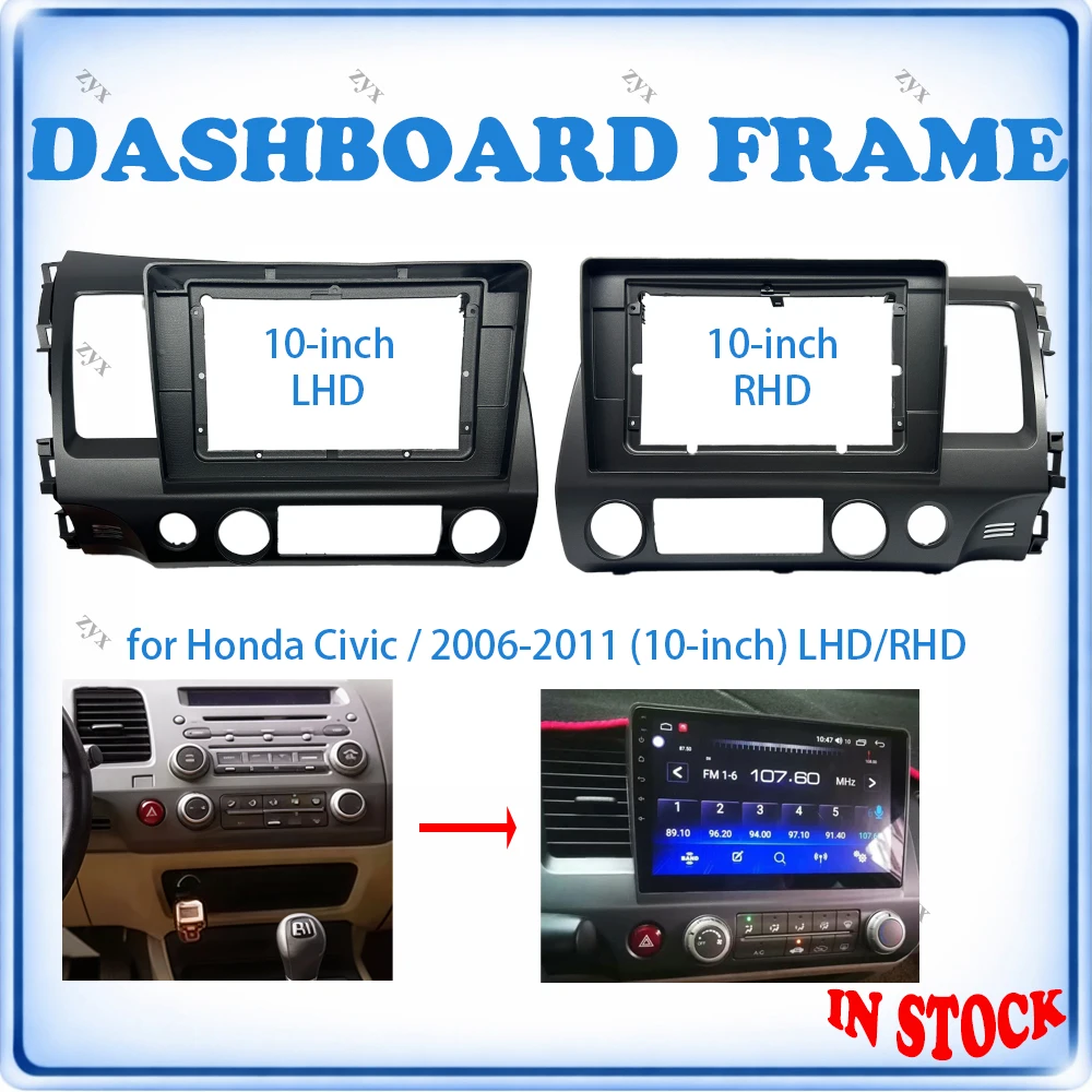 Car Radio Fascia Frame For Honda Civic 2006-2011 10 inch LHD/RHD Wiring Harness Power Cable Car Accessories Plug & Play
Car Radio Fascia Frame For Honda Civic 2006-2011 10 inch LHD/RHD Wiring Harness Power Cable Car Accessories Plug & Play