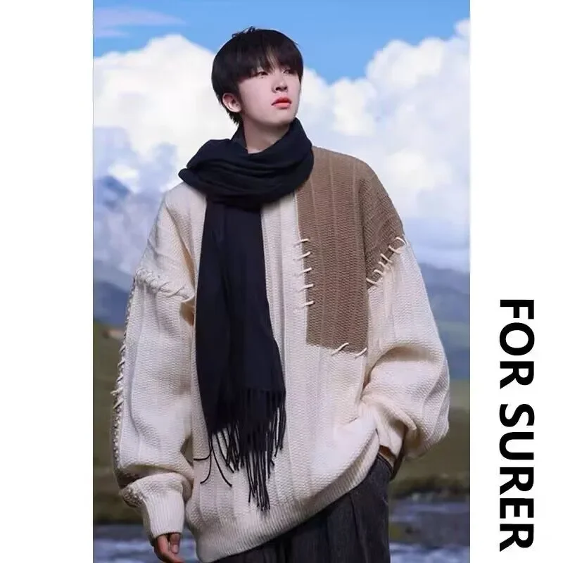 Spliced contrasting Sweater for Boys in Autumn and Winter Fashion Brand Loose Casual Pullover Knitted
Spliced contrasting Sweater for Boys in Autumn and Winter Fashion Brand Loose Casual Pullover Knitted