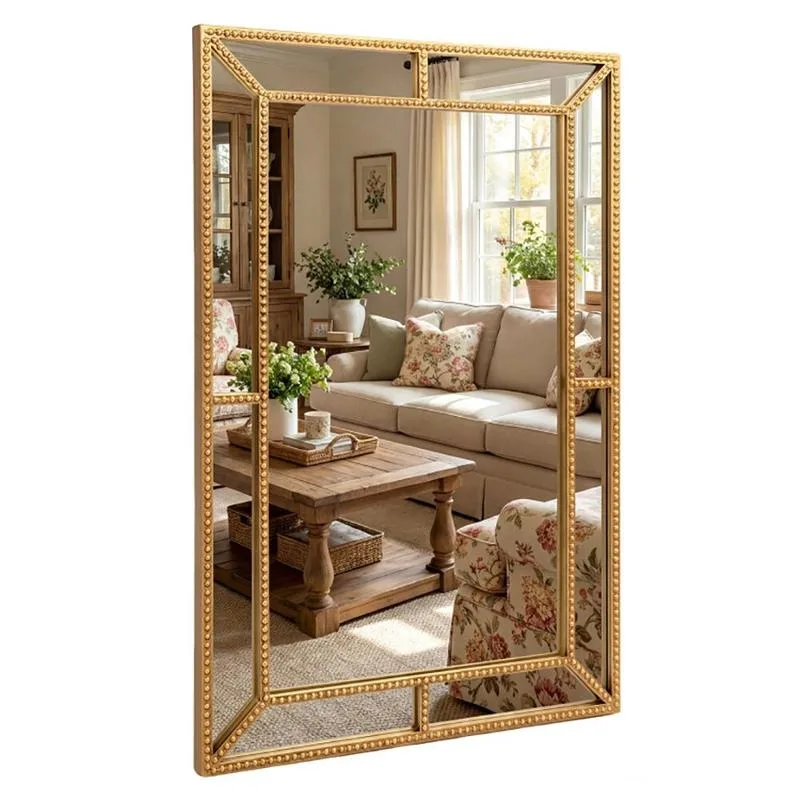 36 X 24 Inch Gold Wall Mirror with Beaded Frame for Various Scenarios, Such As Living Rooms, Entryways, Etc
36 X 24 Inch Gold Wall Mirror with Beaded Frame for Various Scenarios, Such As Living Rooms, Entryways, Etc