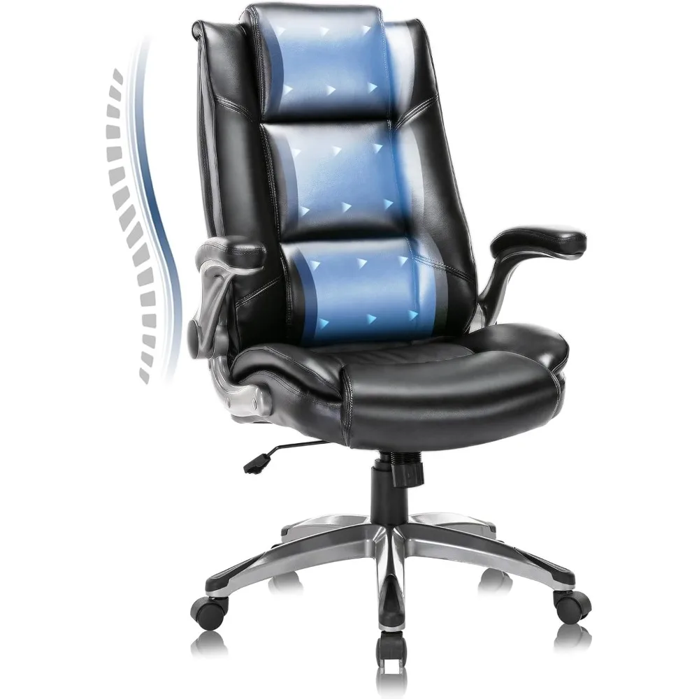 Leather Executive Office Chair - High Back Home Computer Desk Chair with Padded Flip-up Arms, Adjustable Tilt Lock,
Leather Executive Office Chair - High Back Home Computer Desk Chair with Padded Flip-up Arms, Adjustable Tilt Lock,