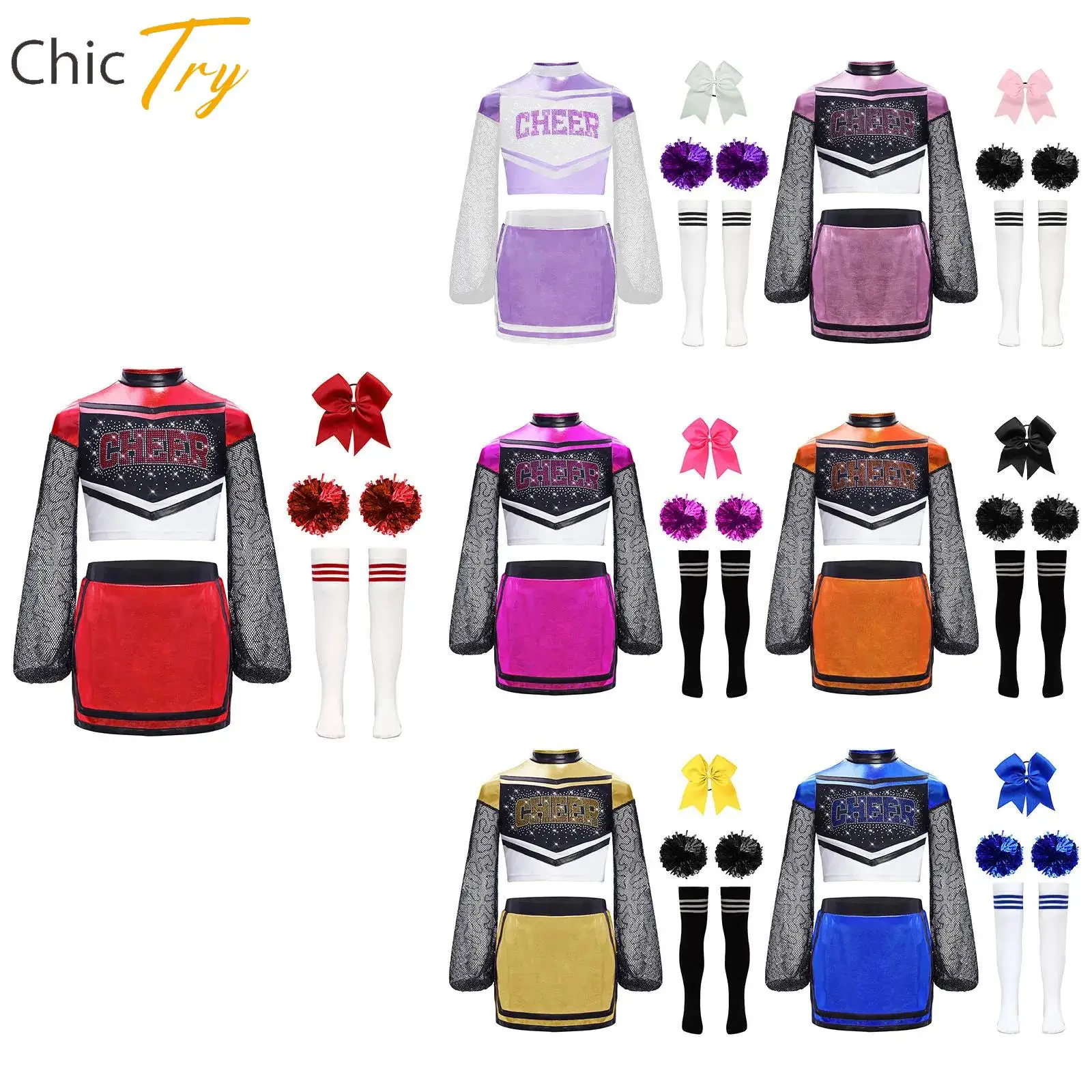 Cheerleader Costume Schoolgirl Costumes Kid Cosplay Halloween Cheer Leader Fancy Dress Rhinestone Crop Top+Skirt+Accessories Set
Cheerleader Costume Schoolgirl Costumes Kid Cosplay Halloween Cheer Leader Fancy Dress Rhinestone Crop Top+Skirt+Accessories Set