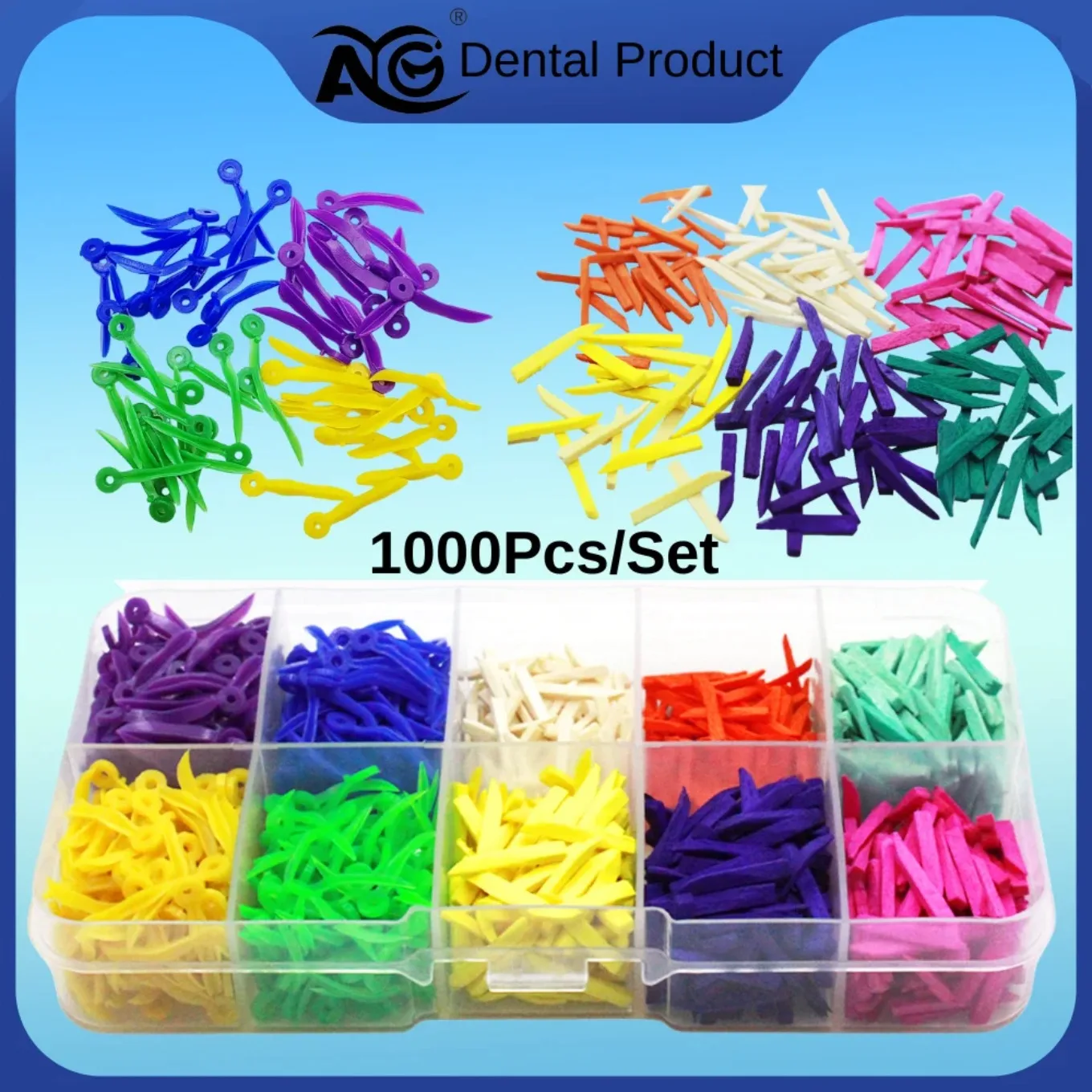 AG 1000pcs/Box 10 Colors Disposable Dental Wedges Wood Implante With/Without End Circular Holes Size Dental Teeth Wedges Plastic
AG 1000pcs/Box 10 Colors Disposable Dental Wedges Wood Implante With/Without End Circular Holes Size Dental Teeth Wedges Plastic