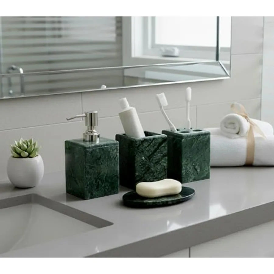 Bathroom Accessory Set Made from Natural Stone - Bath Accessories Set of 4 Includes Soap Dispenser Toothbrush Holder Tumbler an
Bathroom Accessory Set Made from Natural Stone - Bath Accessories Set of 4 Includes Soap Dispenser Toothbrush Holder Tumbler an