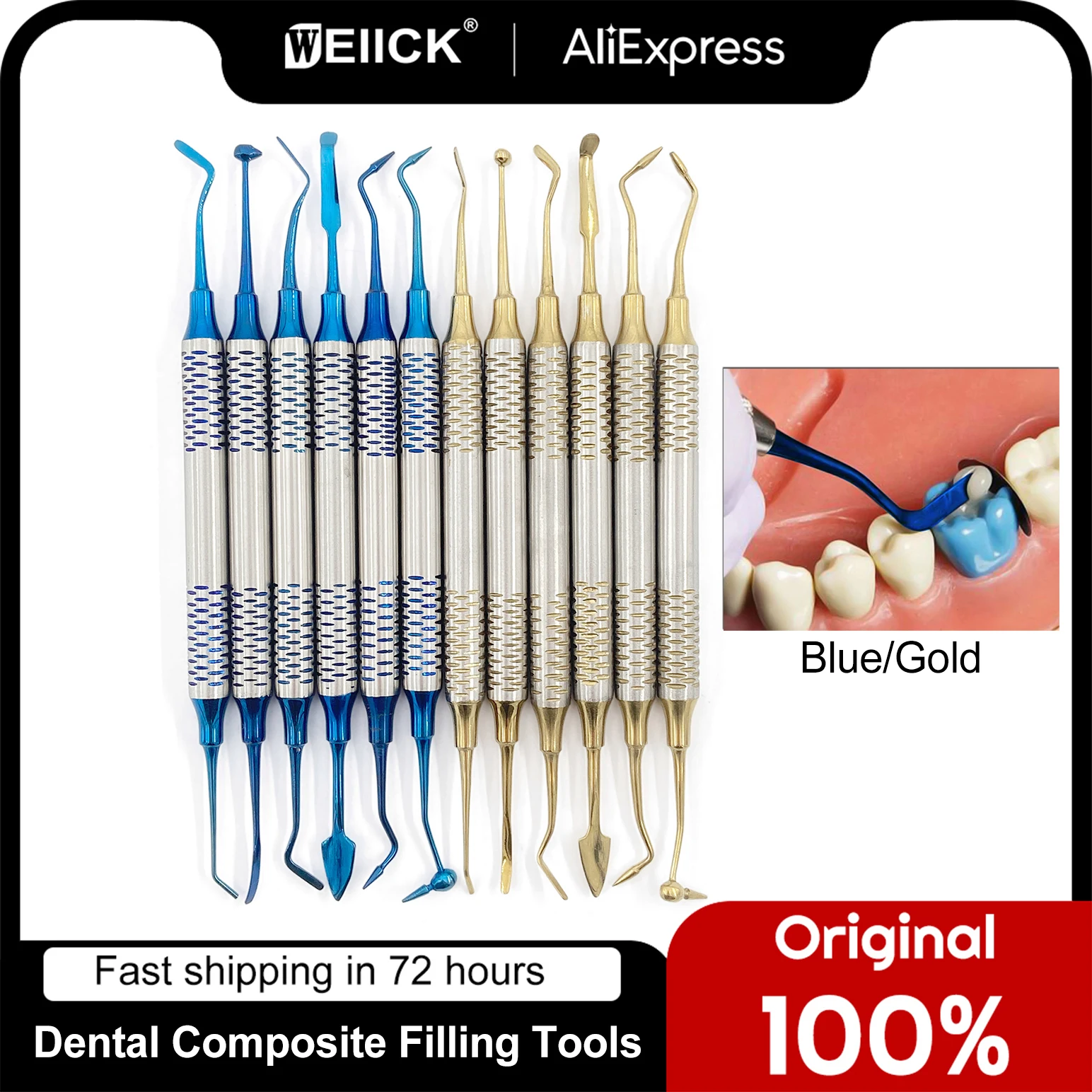 6pcs Dental Composite Resin Filling Spatula Titanium plated Head Resin Filler Set thick handle Restoration set Dental Instrument
6pcs Dental Composite Resin Filling Spatula Titanium plated Head Resin Filler Set thick handle Restoration set Dental Instrument