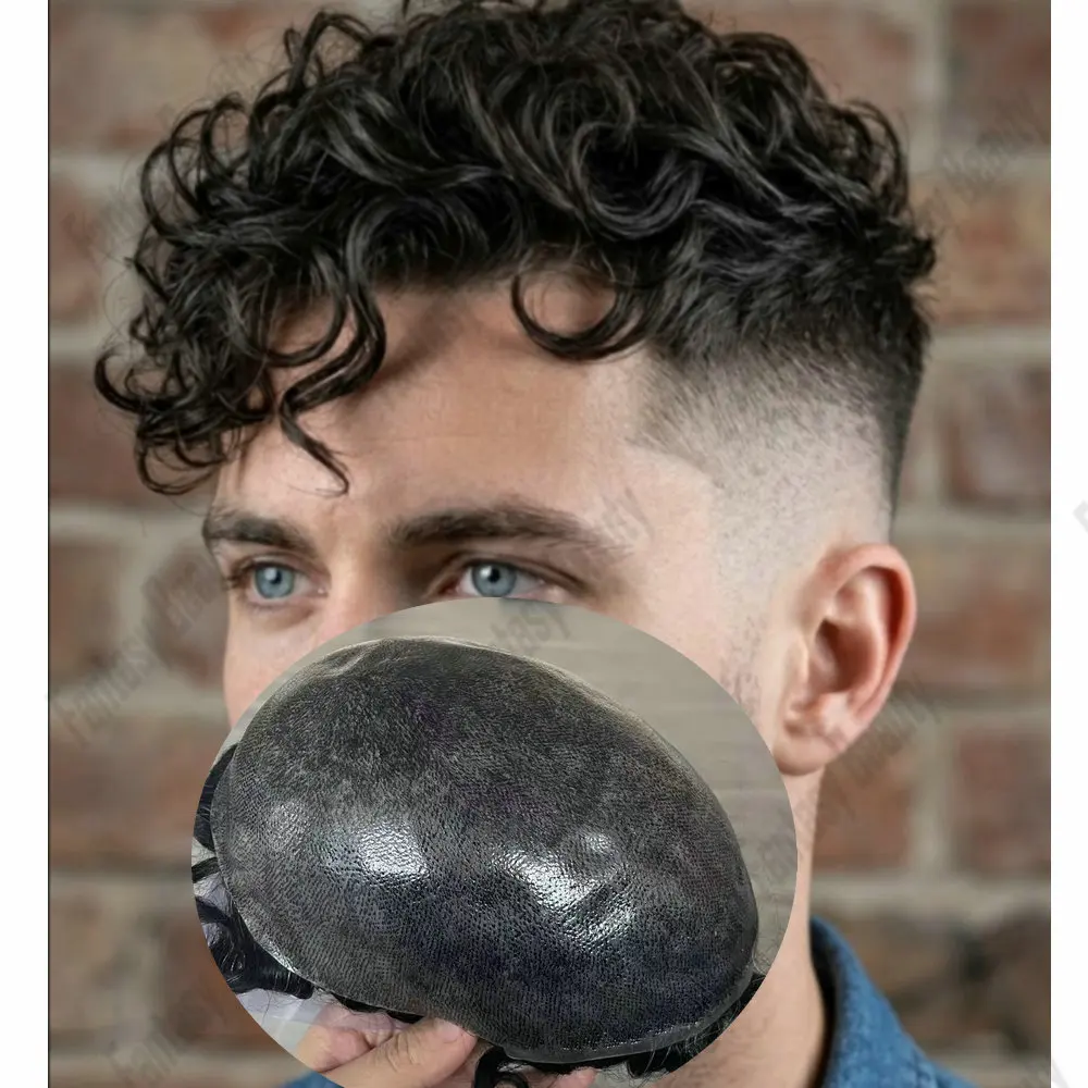 Men's Toupee25mm Natural Curly Human Hair Super Durable Thin Skin PU Brown Gray Black Hair Undetectable0.1mm Injected Prosthesis
Men's Toupee25mm Natural Curly Human Hair Super Durable Thin Skin PU Brown Gray Black Hair Undetectable0.1mm Injected Prosthesis
