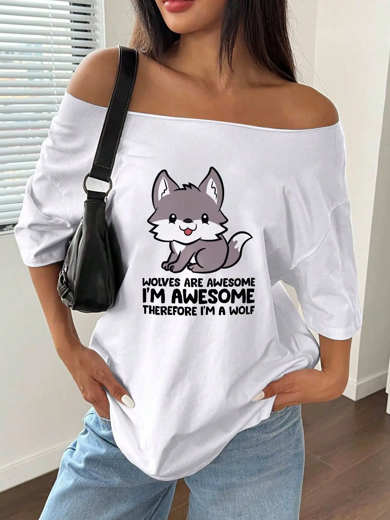 100% Cotton Plus Size Cute Cartoon Wolf Animal Print Shoulder Loose Print T-Shirt Oversized Y2K Style Graphic Tees Women Tops
100% Cotton Plus Size Cute Cartoon Wolf Animal Print Shoulder Loose Print T-Shirt Oversized Y2K Style Graphic Tees Women Tops