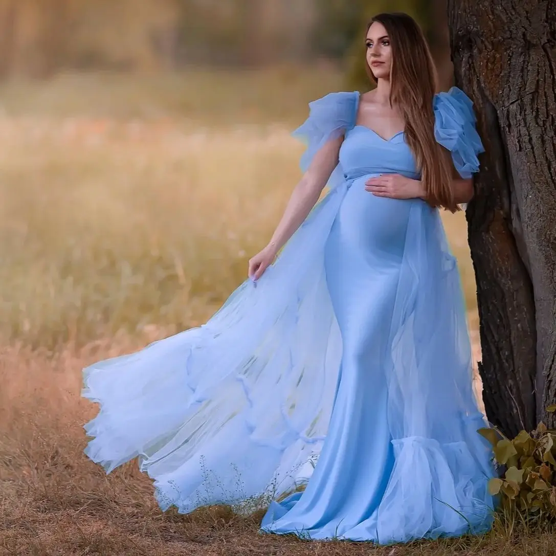 Light Blue Mermaid Maternity Dresses for Photography V neck Sleeveless Prom Dresses Women Sweep Train Ruched Baby Shower
Light Blue Mermaid Maternity Dresses for Photography V neck Sleeveless Prom Dresses Women Sweep Train Ruched Baby Shower
