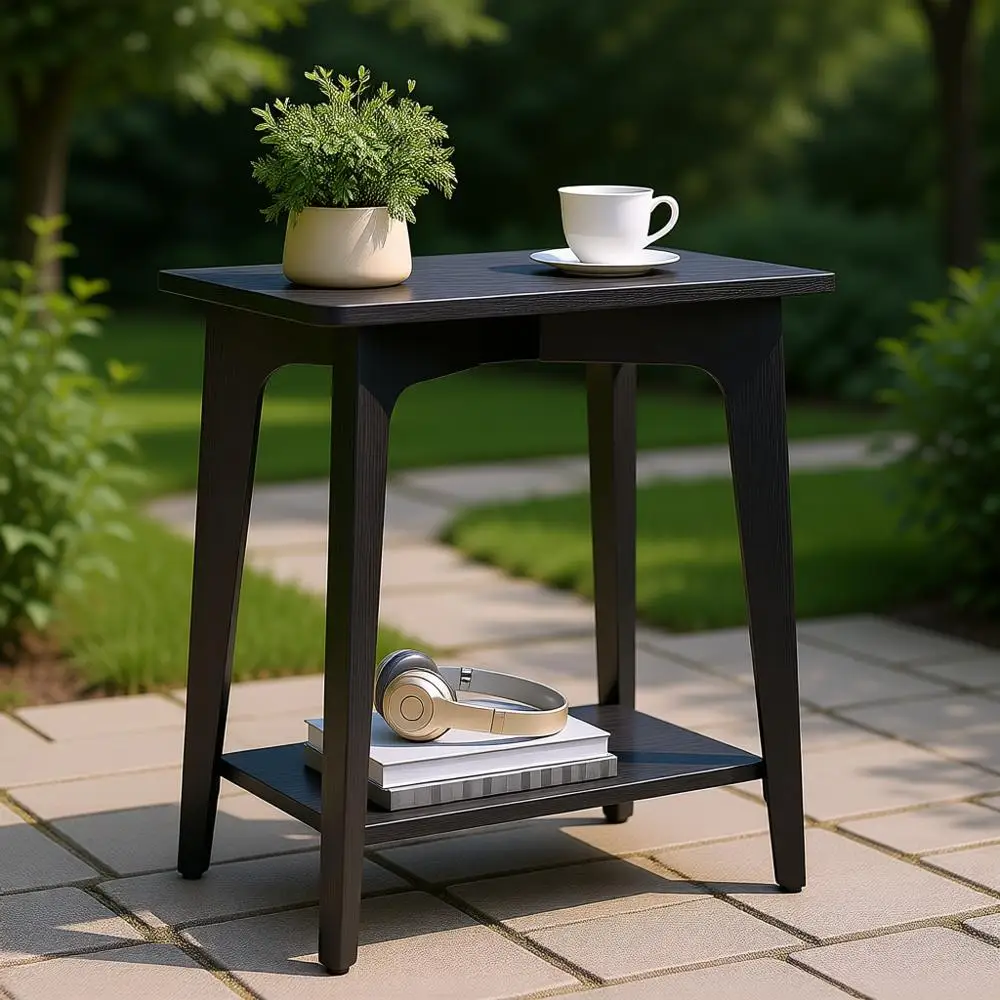 2-Tier Small Rectangular End Table, 11.8 x 18.9 x 21.8, Nightstand with Tapered Legs, Curved Transitions, for Small Spaces, Char
2-Tier Small Rectangular End Table, 11.8 x 18.9 x 21.8, Nightstand with Tapered Legs, Curved Transitions, for Small Spaces, Char