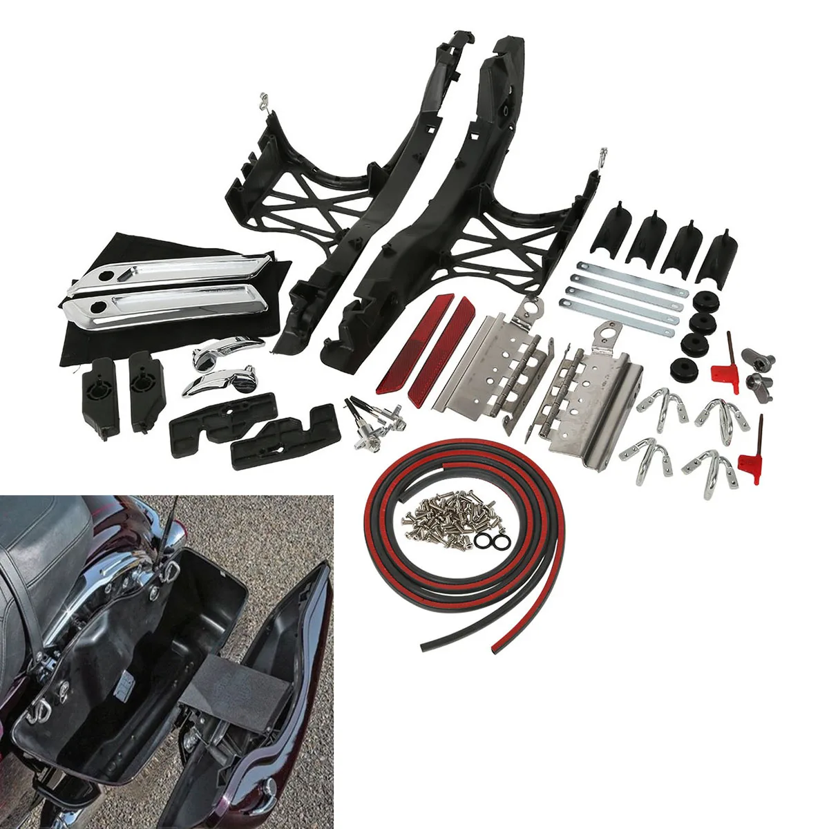Motorcycle One Touch Saddlebag Latch Lids Hardware Covers For Harley Touring Road King Street Electra Glide 2014-2022 FLHT
Motorcycle One Touch Saddlebag Latch Lids Hardware Covers For Harley Touring Road King Street Electra Glide 2014-2022 FLHT