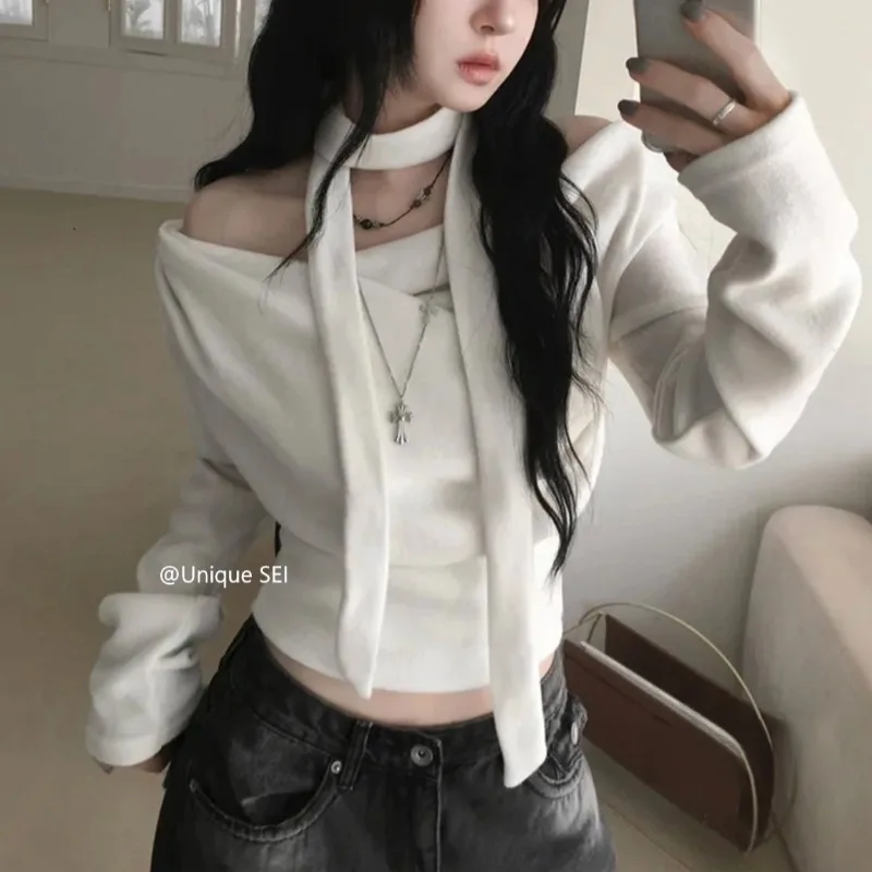 Винтажная сексуальная белая футболка без бретелек с длинными рукавами, женская весенняя новинка 2026, уличная одежда, универсальные повседневные топы на шнуровке
Винтажная сексуальная белая футболка без бретелек с длинными рукавами, женская весенняя новинка 2026, уличная одежда, универсальные повседневные топы на шнуровке