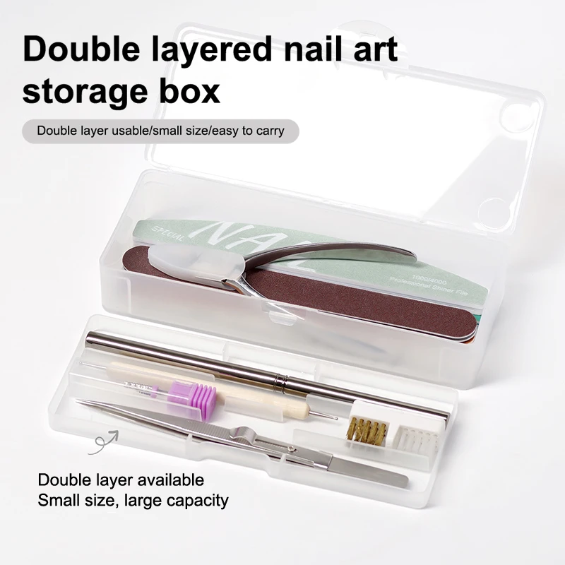 Double Layer Plastics Nail Art Storage Box Tools Nail Decorations File Brush Cutter Storage Empty Case Manicure Container
Double Layer Plastics Nail Art Storage Box Tools Nail Decorations File Brush Cutter Storage Empty Case Manicure Container