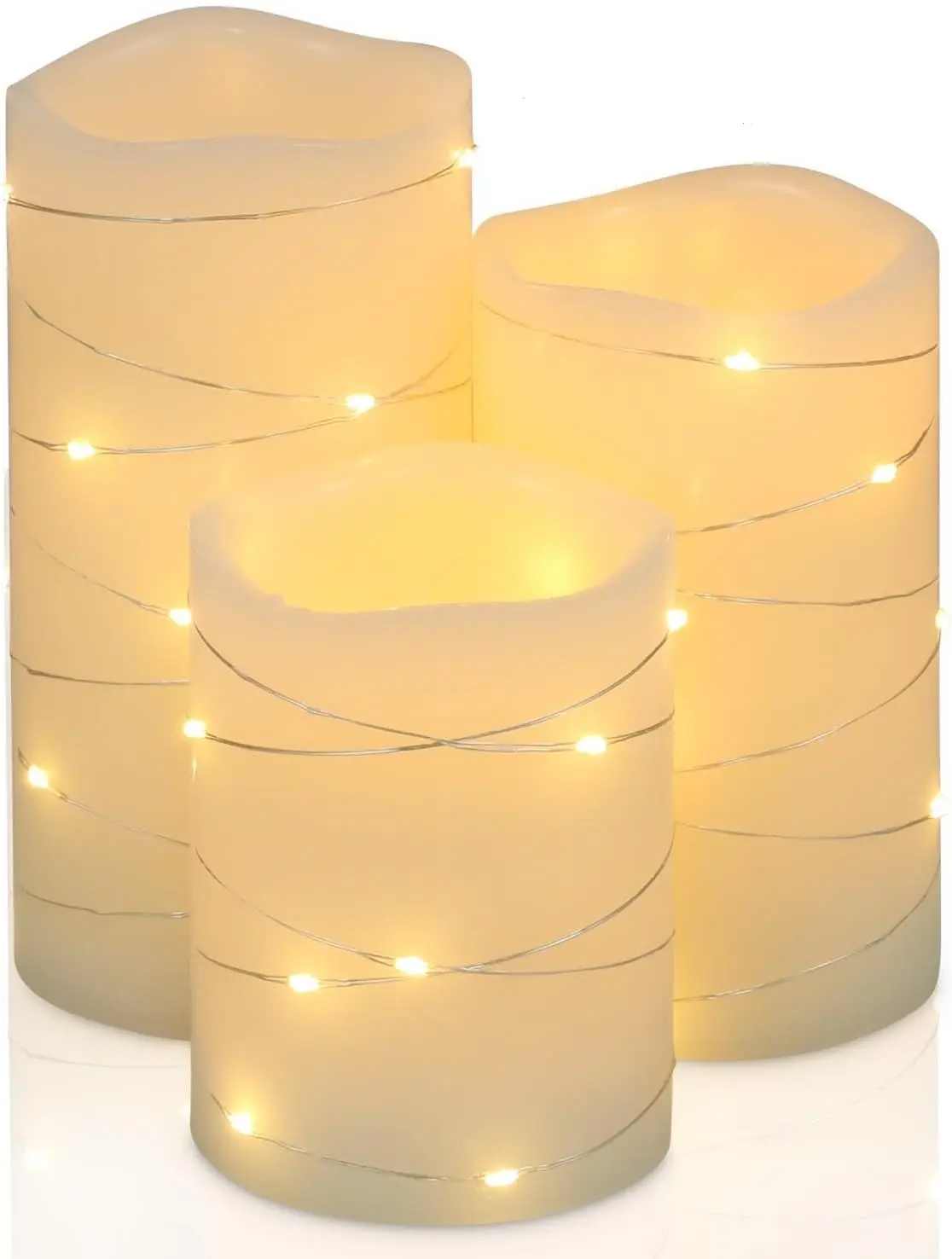 Flickering FlamelCandles Ivory Real Wax Pillar with Embedded String Lights LED Candles Battery
Flickering FlamelCandles Ivory Real Wax Pillar with Embedded String Lights LED Candles Battery