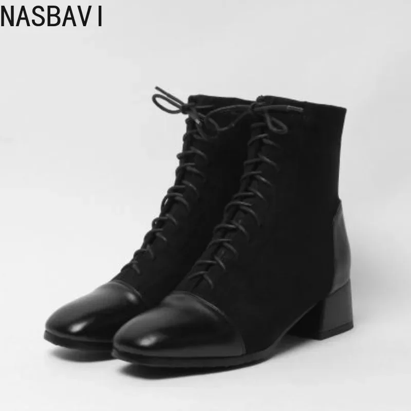 NASBAVI/зимние женские ботильоны, однотонные черные, бежевые резиновые элегантные модные женские ботинки на низком каблуке со шнуровкой и квадратным носком, 43
NASBAVI/зимние женские ботильоны, однотонные черные, бежевые резиновые элегантные модные женские ботинки на низком каблуке со шнуровкой и квадратным носком, 43