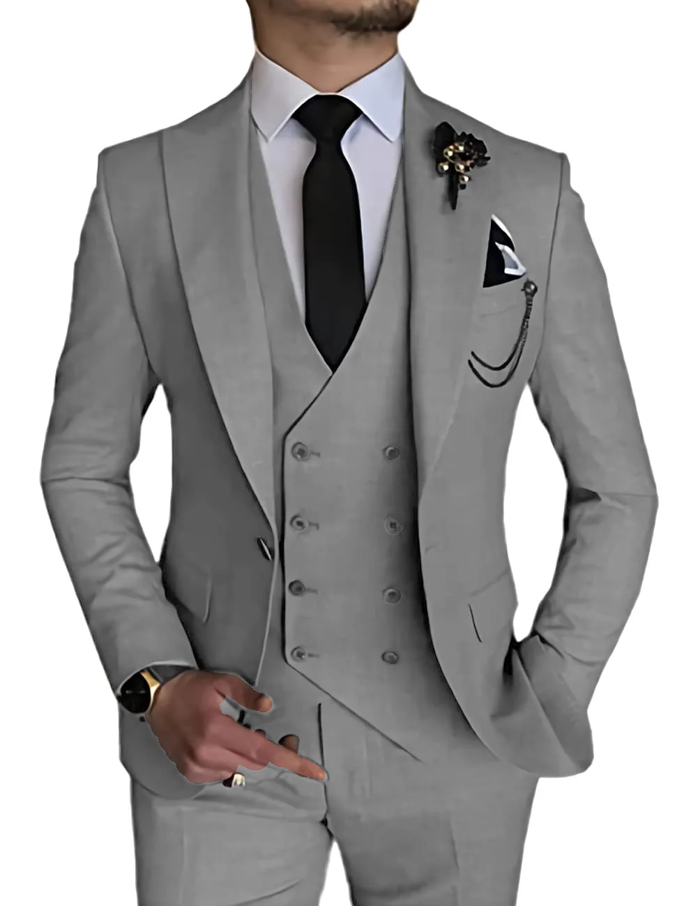 Classic Men's Formal Suit in Beige 3pcs Peak Lapel Blazer Double Breasted Vest Pants Elegant Suits for Wedding Prom Dinner Party
Classic Men's Formal Suit in Beige 3pcs Peak Lapel Blazer Double Breasted Vest Pants Elegant Suits for Wedding Prom Dinner Party