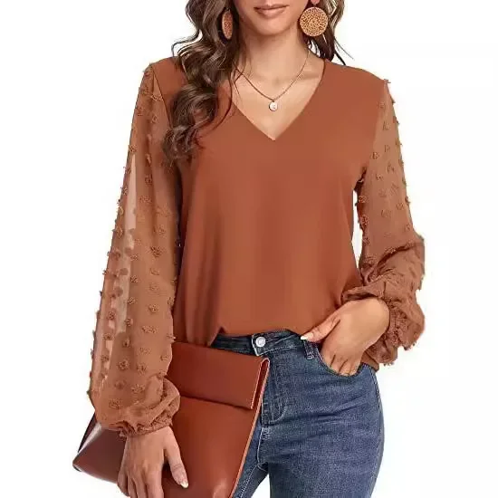 Women's solid Tops Blouses Women 2024 Long Sleeve Elegant v-neck Loose Shirt Blouse Casual Shirts Spring Summer Ladies Top
Women's solid Tops Blouses Women 2024 Long Sleeve Elegant v-neck Loose Shirt Blouse Casual Shirts Spring Summer Ladies Top