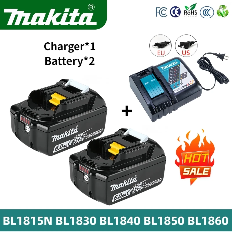 Original Makita Battery, BL1860B 6.0Ah Rechargeable Lithium battery, for Makita 18V Battery BL130B BL1840B BL1850B Power tools
Original Makita Battery, BL1860B 6.0Ah Rechargeable Lithium battery, for Makita 18V Battery BL130B BL1840B BL1850B Power tools