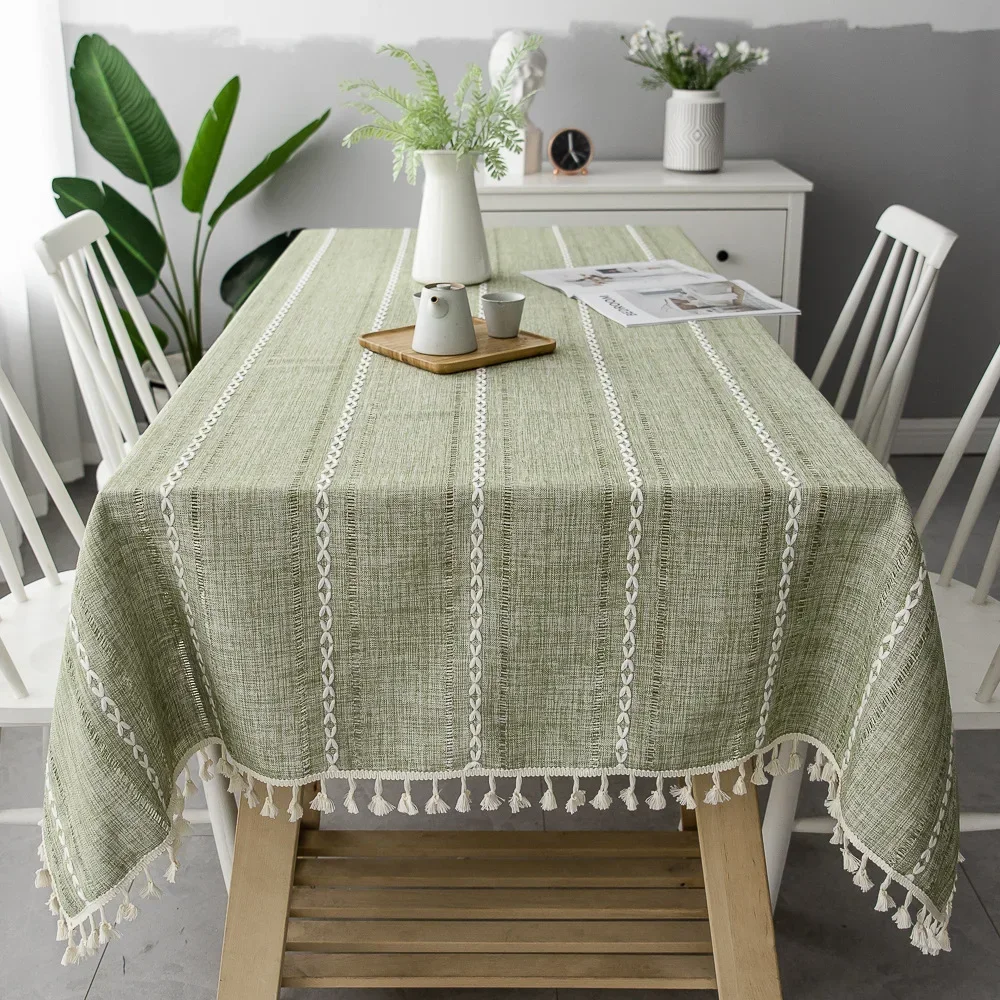 Cotton Linen Stripe Tassel Tablecloth Stain Resistant Dust-Proof Table Cover for Kitchen Dinning Tabletop Decoration Rectangular
Cotton Linen Stripe Tassel Tablecloth Stain Resistant Dust-Proof Table Cover for Kitchen Dinning Tabletop Decoration Rectangular