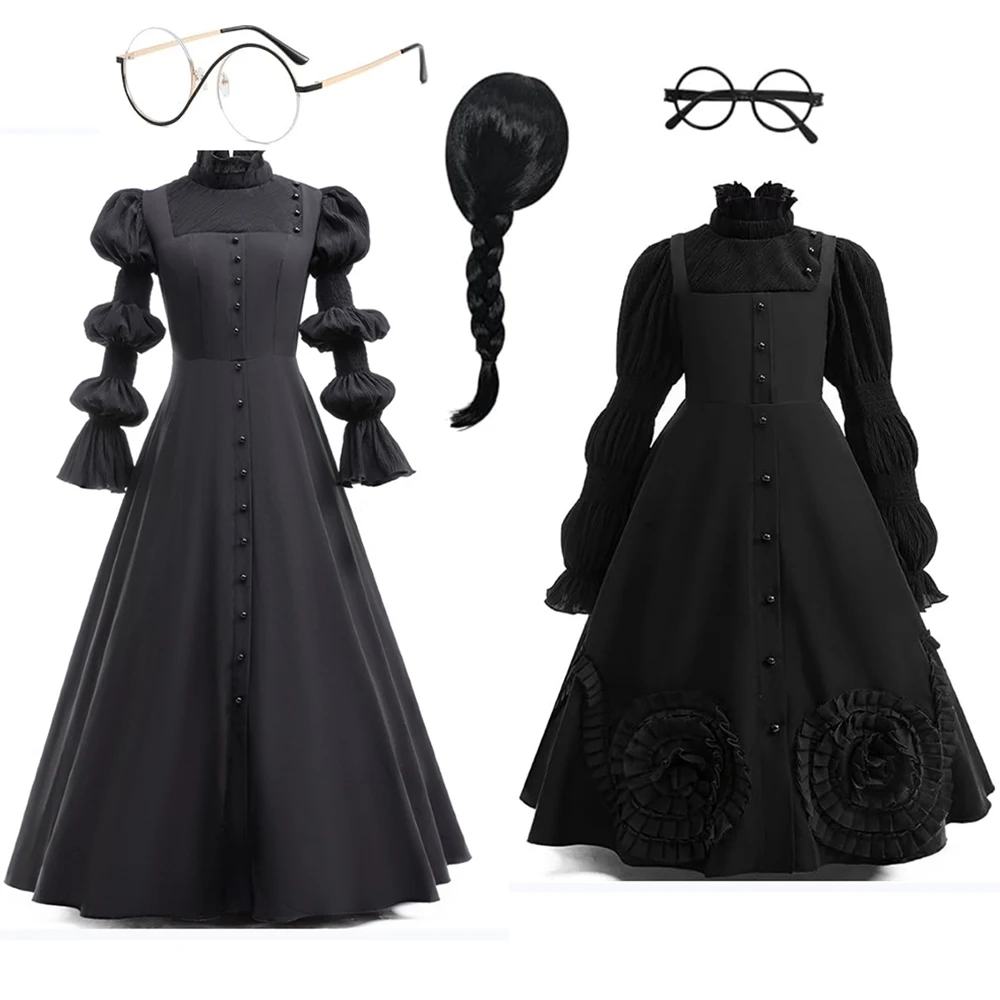 Adult Kids Wicked Witch Cosplay Costume Halloween Black Gothic Dress Vintage Style Role Cosplay Outfit With Wigs Glasses Costume
Adult Kids Wicked Witch Cosplay Costume Halloween Black Gothic Dress Vintage Style Role Cosplay Outfit With Wigs Glasses Costume