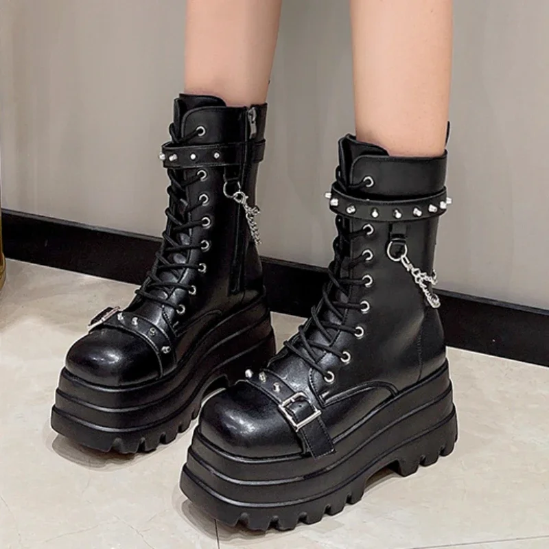 Platform Thick Gothic Boots Lady Buckle Autumn Shoes Women Wedges Knee High Boots Punk Street Cosplay Botas Motorcycle Chain
Platform Thick Gothic Boots Lady Buckle Autumn Shoes Women Wedges Knee High Boots Punk Street Cosplay Botas Motorcycle Chain