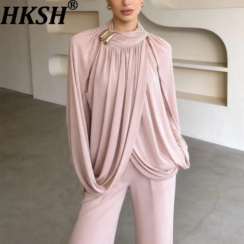 HKSH Women Chic Shirt Asymmetric Pleated Solid Color Casual Versatile Shawl Niche Design Chiffon Blouse Trend Top Summer HK21789
HKSH Women Chic Shirt Asymmetric Pleated Solid Color Casual Versatile Shawl Niche Design Chiffon Blouse Trend Top Summer HK21789