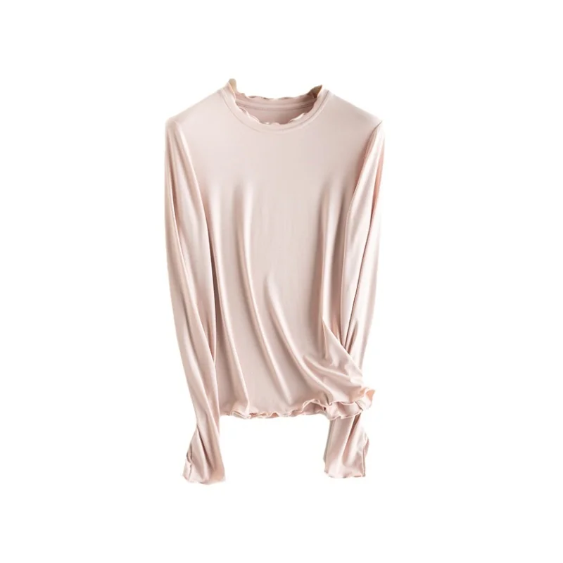Autumn Ruffled Edge T-Shirt Women 6% Mulberry Silk Non-Ironing Slim Long Sleeve Bottoming Tops
Autumn Ruffled Edge T-Shirt Women 6% Mulberry Silk Non-Ironing Slim Long Sleeve Bottoming Tops
