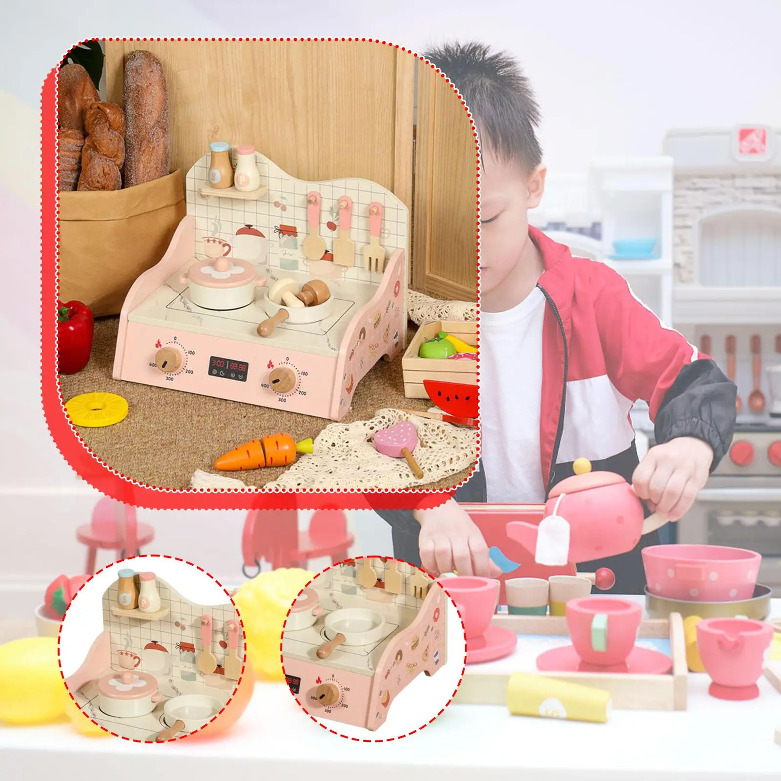 Kitchen Playset Toy Wooden Play Kitchen Set Educational,Stovetop,Cookware,with Cooking Accessories,for Game Indoor Restaurant
Kitchen Playset Toy Wooden Play Kitchen Set Educational,Stovetop,Cookware,with Cooking Accessories,for Game Indoor Restaurant