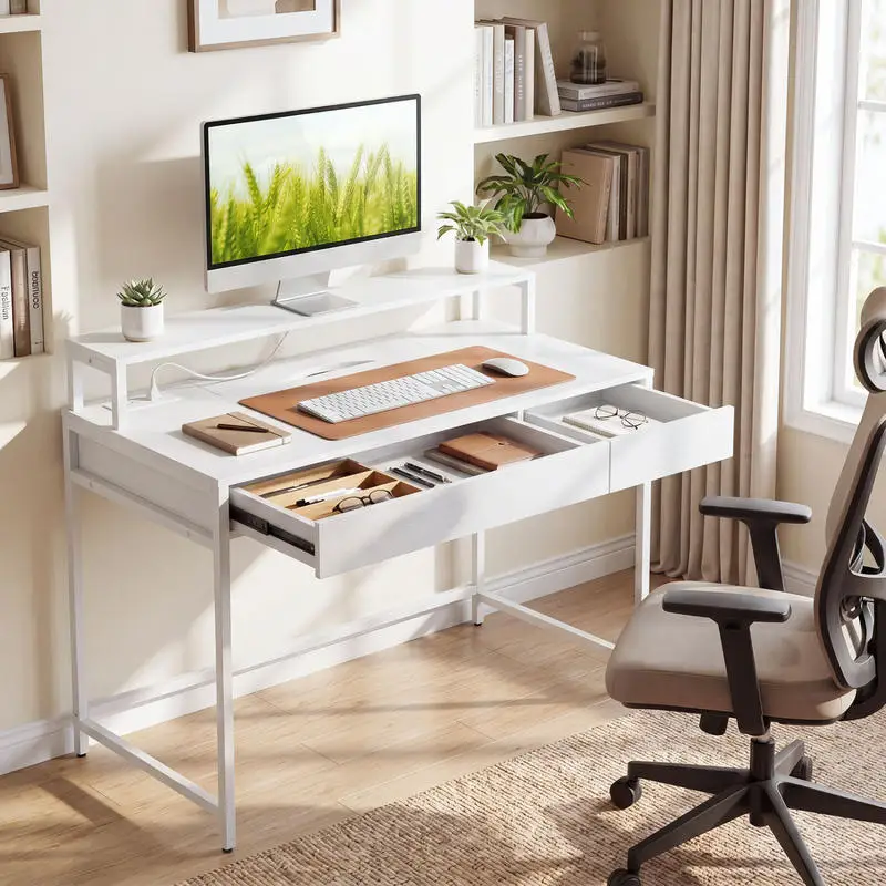 Compact Office Desk with Removable Monitor Shelf and Dual-use Drawer-White
Compact Office Desk with Removable Monitor Shelf and Dual-use Drawer-White