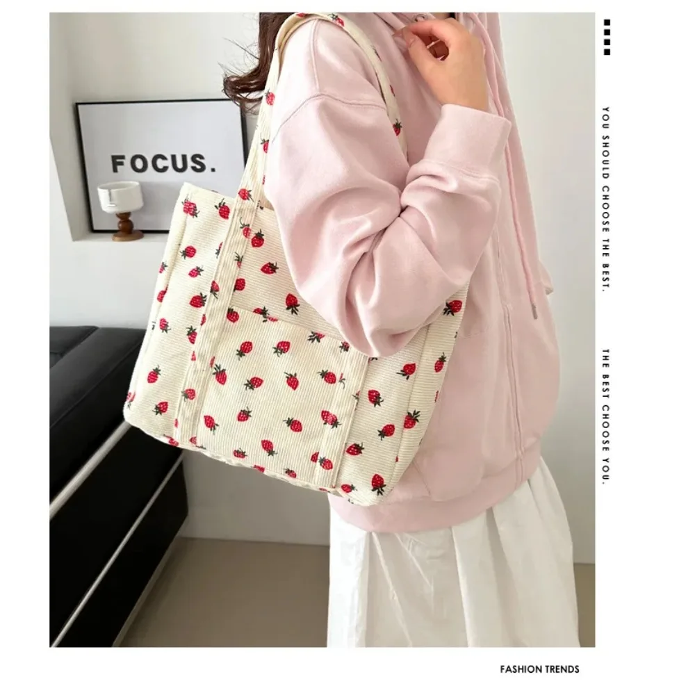 Corduroy Handbag Strawberries Beach Bag Fashionable Versatile Shoulder Bag LargeCapacity Simple Commuter Women's Tote Bag Bolsos
Corduroy Handbag Strawberries Beach Bag Fashionable Versatile Shoulder Bag LargeCapacity Simple Commuter Women's Tote Bag Bolsos