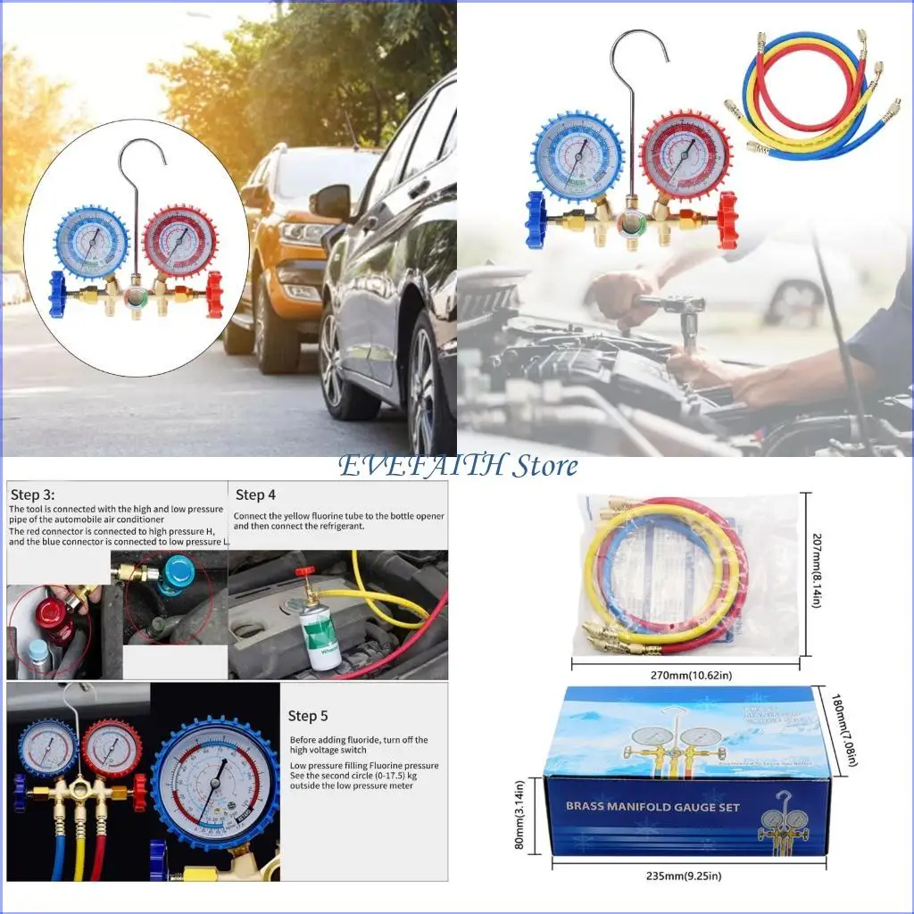 124B Refrigerant Manifold Gauge Set Diagnostic Air Conditioning Tool with Hook Hose for R22 R134A R404A Refrigerant Charging
124B Refrigerant Manifold Gauge Set Diagnostic Air Conditioning Tool with Hook Hose for R22 R134A R404A Refrigerant Charging
