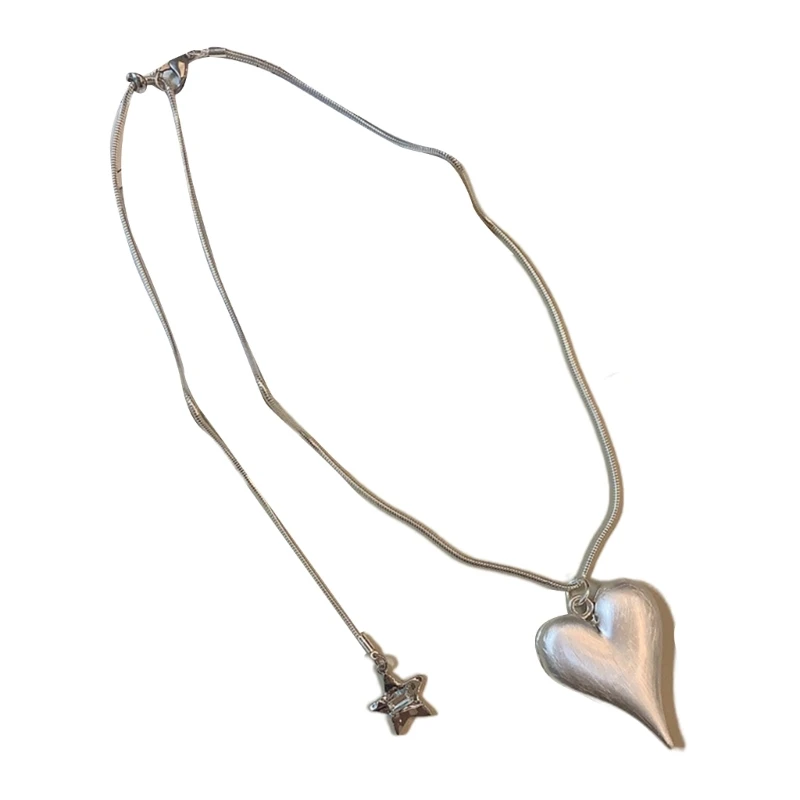 Fashion Silver Color Big Heart Pendant Necklace for Women Charm Punk Snake Chain K3KF
Fashion Silver Color Big Heart Pendant Necklace for Women Charm Punk Snake Chain K3KF