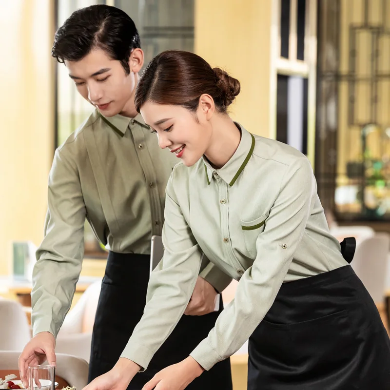 New Hotel Waiter Autumn Winter Women's Chinese and Western Restaurant Work Uniform Long Sleeve Shirt for Fast Food Hot Pot Milk
New Hotel Waiter Autumn Winter Women's Chinese and Western Restaurant Work Uniform Long Sleeve Shirt for Fast Food Hot Pot Milk