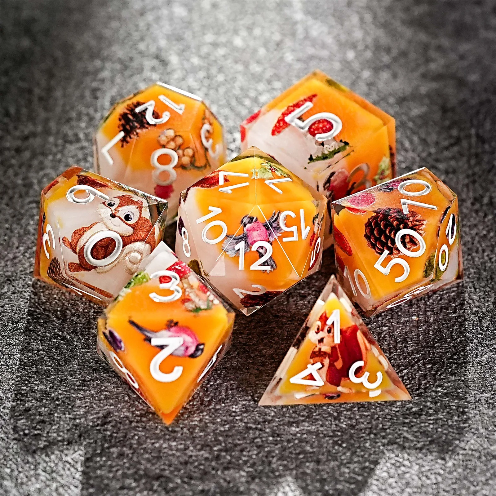 7pcs DND Orange Bird Cute Dog Cat Cyan/Green/Blue Resin Dice Multi-sided Polyhedral Dice for D&D Game COC Role Playing RPG Table
7pcs DND Orange Bird Cute Dog Cat Cyan/Green/Blue Resin Dice Multi-sided Polyhedral Dice for D&D Game COC Role Playing RPG Table